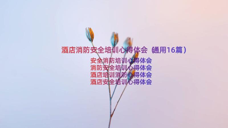 酒店消防安全培训心得体会（通用16篇）