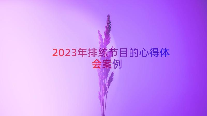 2023年排练节目的心得体会（案例14篇）