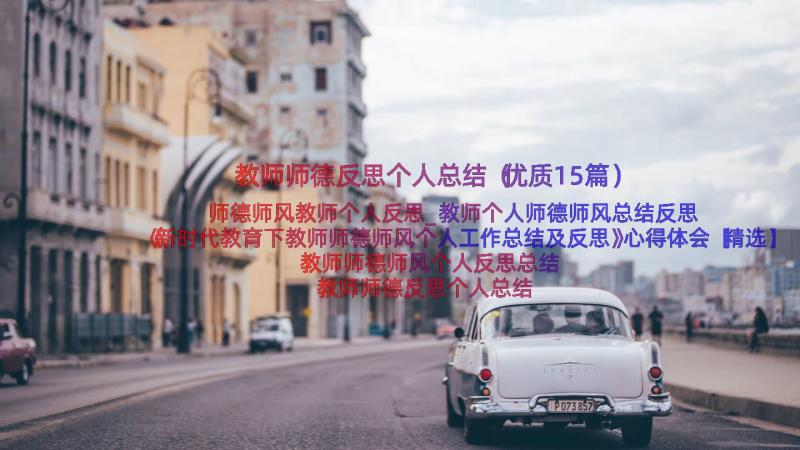 教师师德反思个人总结（优质15篇）