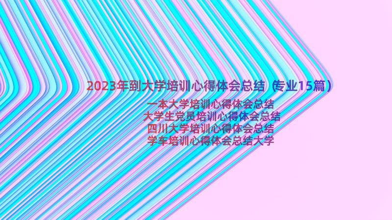 2023年到大学培训心得体会总结（专业15篇）