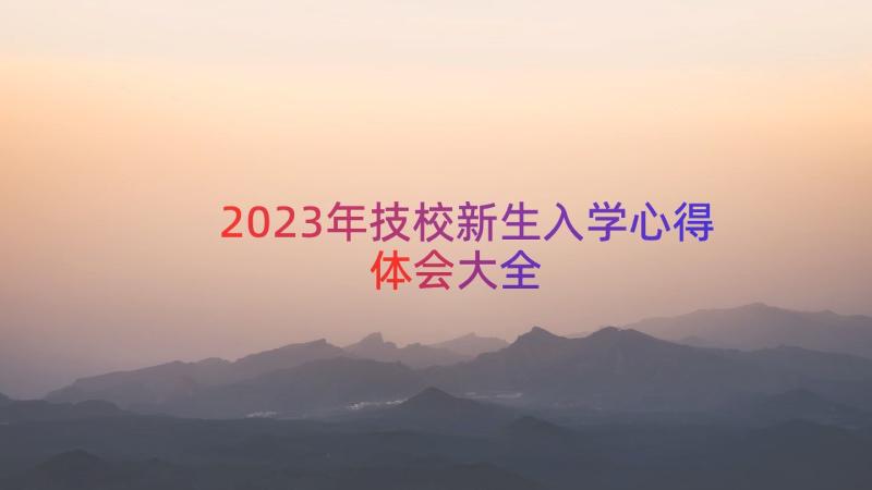 2023年技校新生入学心得体会大全（13篇）