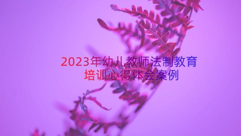 2023年幼儿教师法制教育培训心得体会（案例14篇）