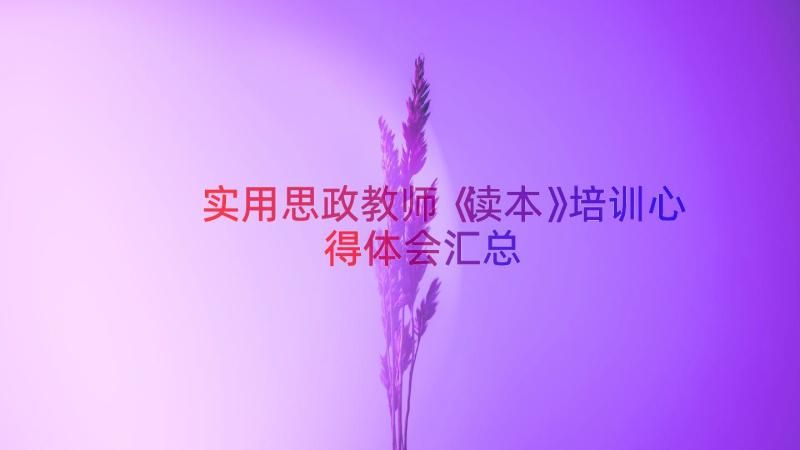 实用思政教师《读本》培训心得体会（汇总18篇）