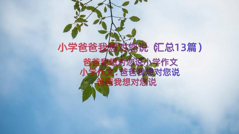 小学爸爸我想对您说（汇总13篇）