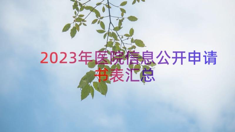 2023年医院信息公开申请书表（汇总15篇）