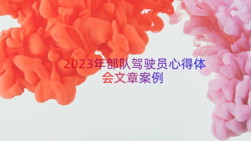 2023年部队驾驶员心得体会文章（案例16篇）