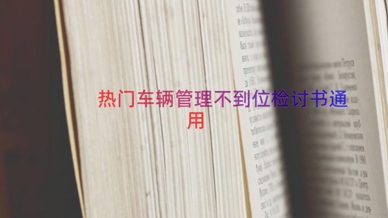 热门车辆管理不到位检讨书（通用12篇）