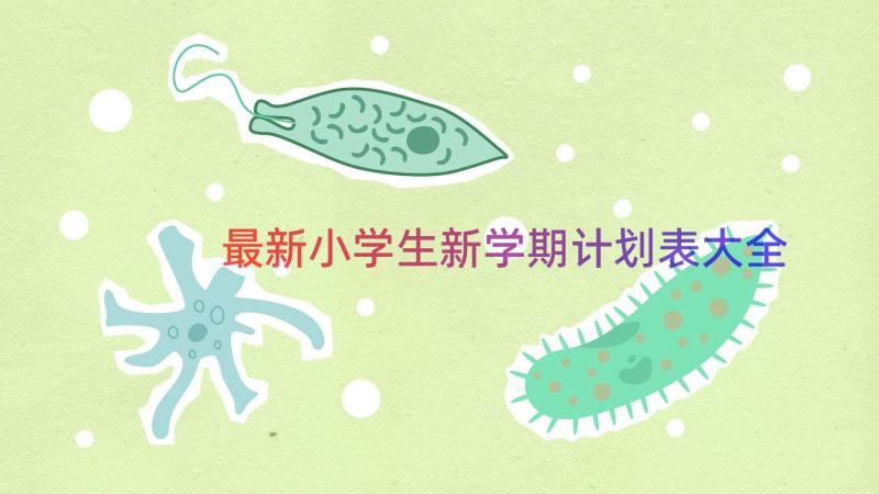 最新小学生新学期计划表大全（19篇）