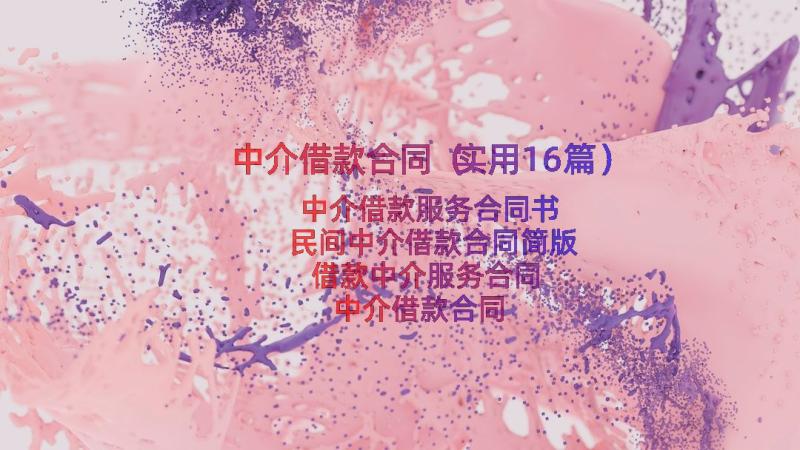 中介借款合同（实用16篇）