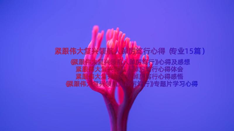 紧跟伟大复兴领航人踔厉笃行心得（专业15篇）