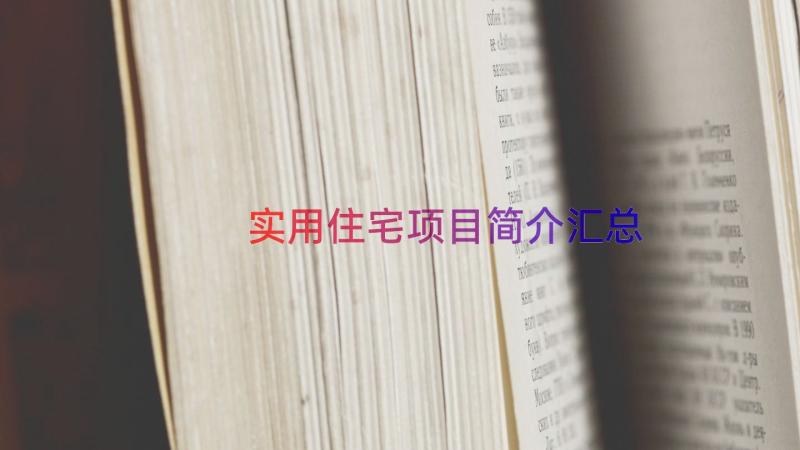 实用住宅项目简介（汇总15篇）