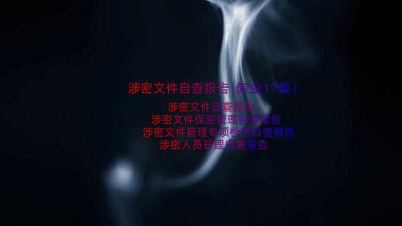 涉密文件自查报告（专业17篇）