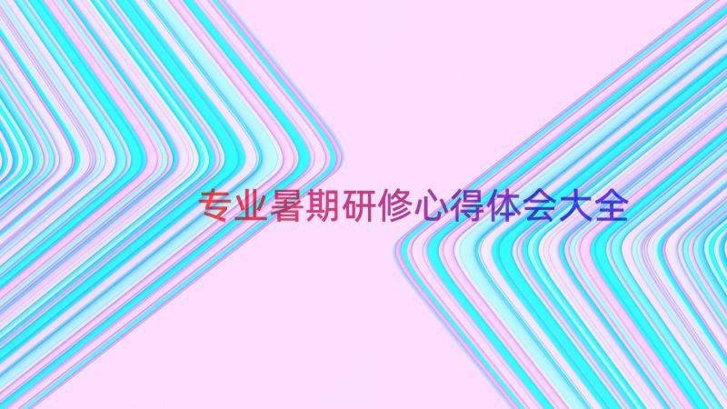 专业暑期研修心得体会大全（13篇）