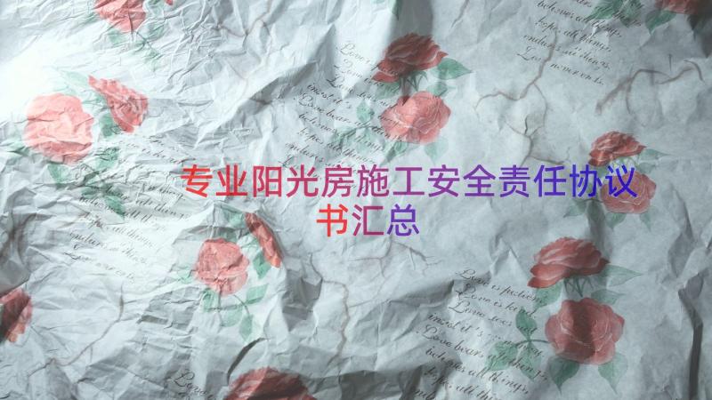 专业阳光房施工安全责任协议书（汇总19篇）