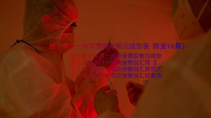 班子成员一岗双责履职情况报告表（专业16篇）