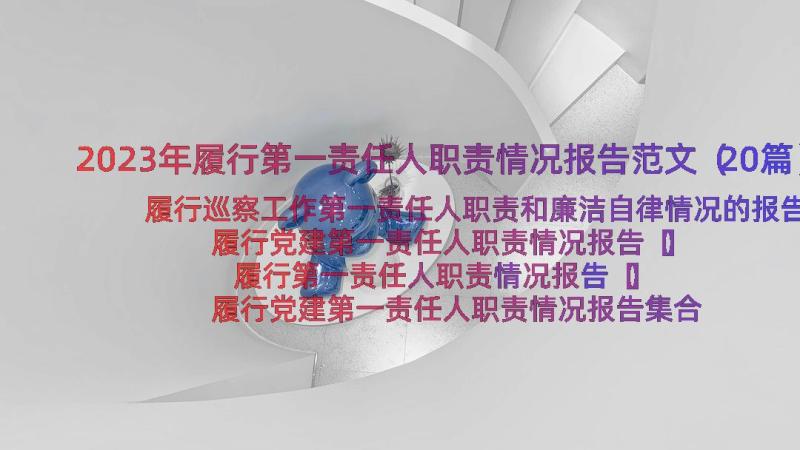 2023年履行第一责任人职责情况报告范文（20篇）