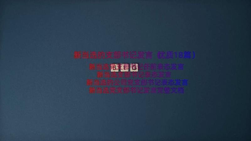 新当选的支部书记发言（优质18篇）