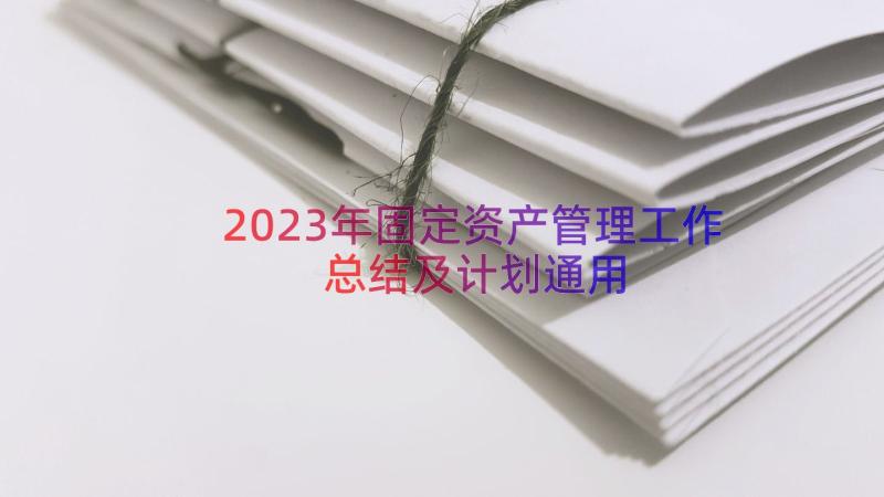 2023年固定资产管理工作总结及计划（通用12篇）