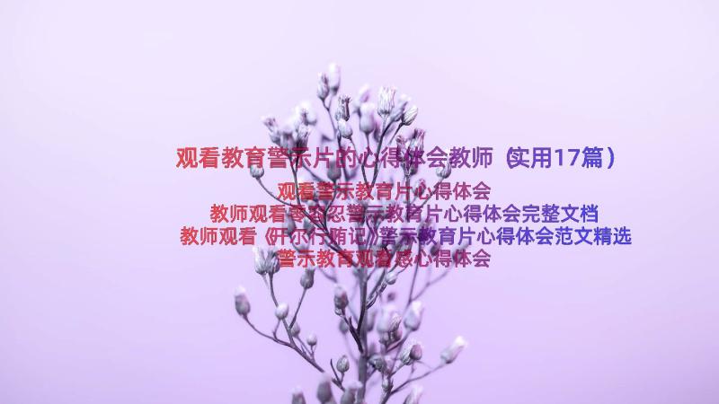 观看教育警示片的心得体会教师（实用17篇）