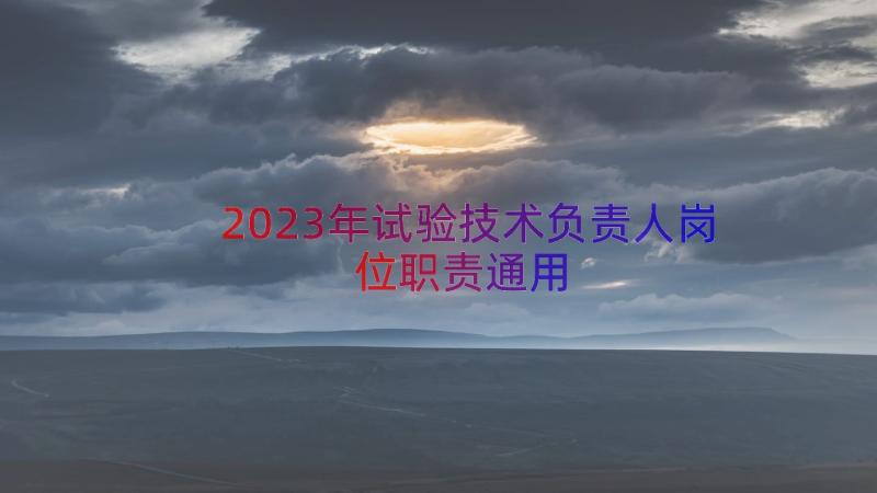 2023年试验技术负责人岗位职责（通用15篇）