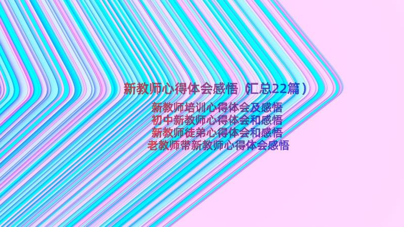 新教师心得体会感悟（汇总22篇）