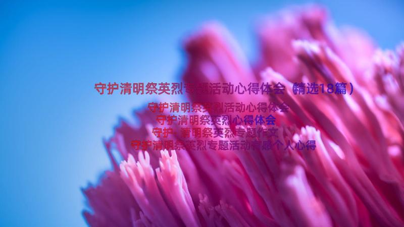 守护清明祭英烈专题活动心得体会（精选18篇）