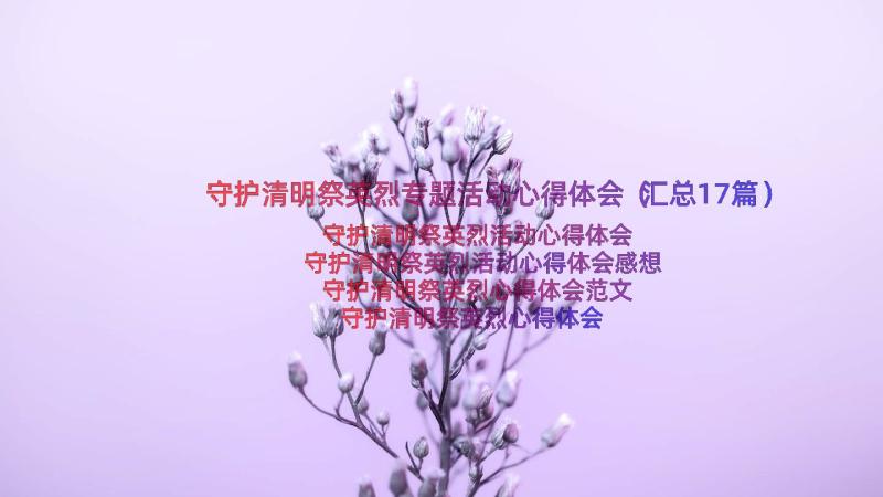 守护清明祭英烈专题活动心得体会（汇总17篇）