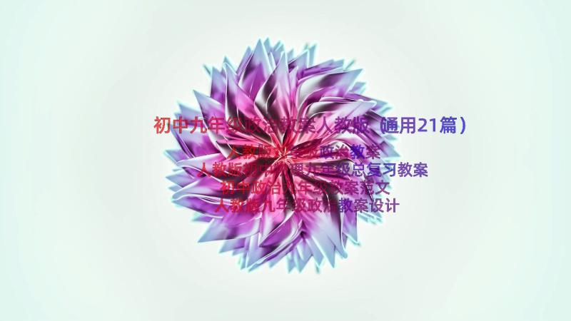 初中九年级政治教案人教版（通用21篇）