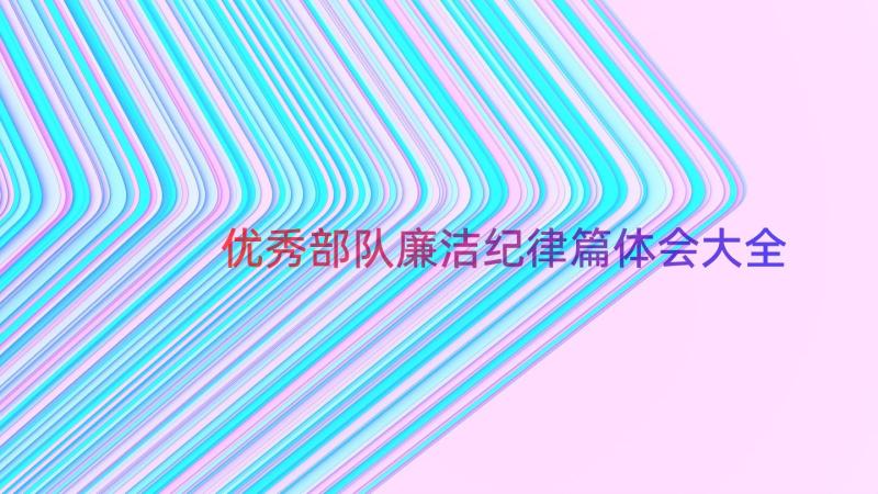 优秀部队廉洁纪律篇体会大全（15篇）