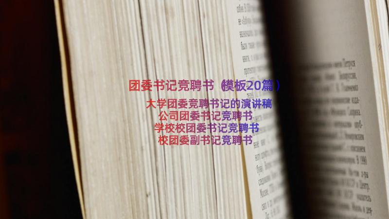 团委书记竞聘书（模板20篇）