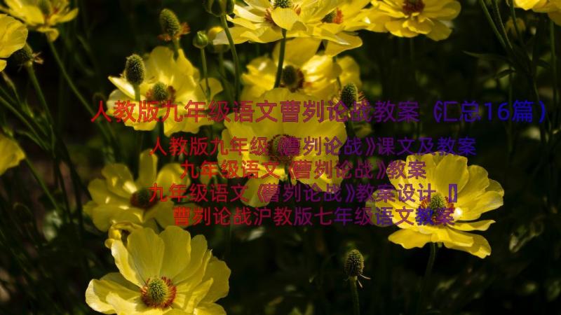 人教版九年级语文曹刿论战教案（汇总16篇）