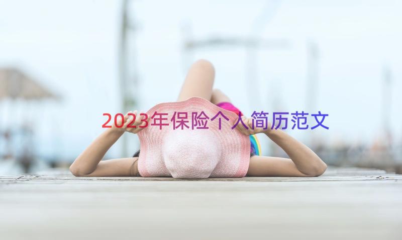 2023年保险个人简历范文（13篇）