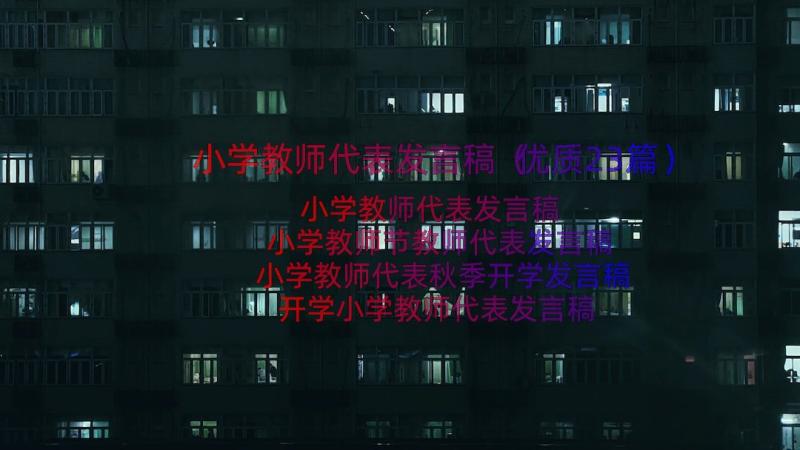 小学教师代表发言稿（优质23篇）