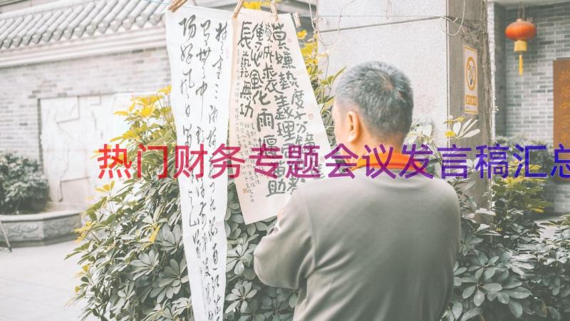 热门财务专题会议发言稿（汇总14篇）