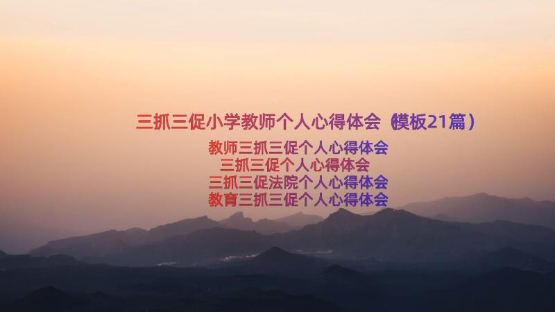 三抓三促小学教师个人心得体会（模板21篇）