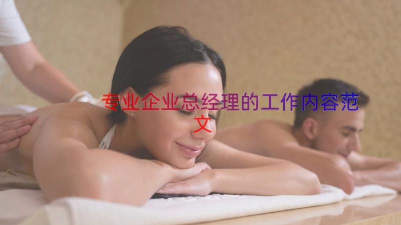 专业企业总经理的工作内容范文（15篇）