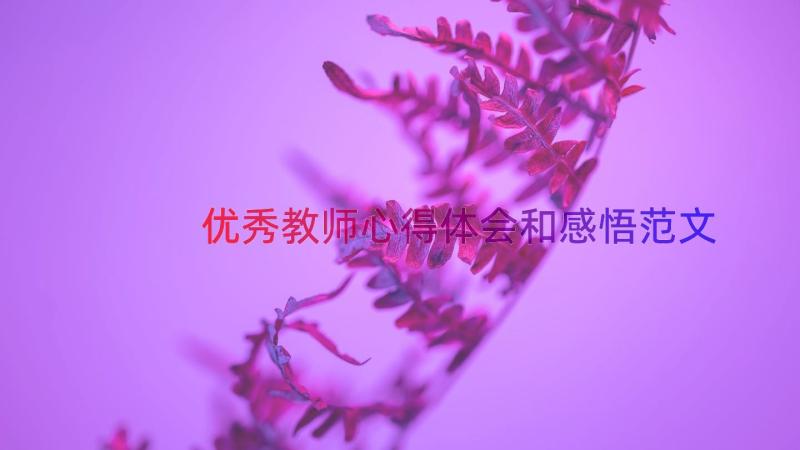 优秀教师心得体会和感悟范文（19篇）