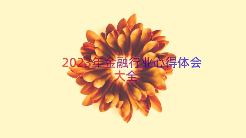 2023年金融行业心得体会大全（17篇）