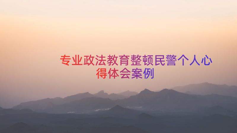 专业政法教育整顿民警个人心得体会（案例14篇）