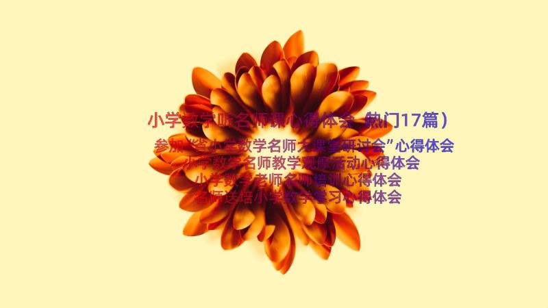 小学数学听名师课心得体会（热门17篇）