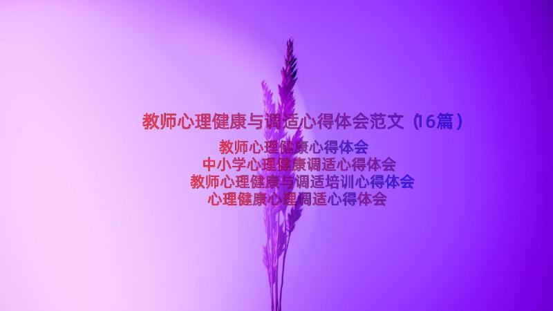 教师心理健康与调适心得体会范文（16篇）