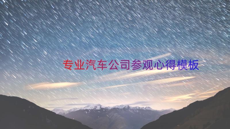 专业汽车公司参观心得（模板19篇）