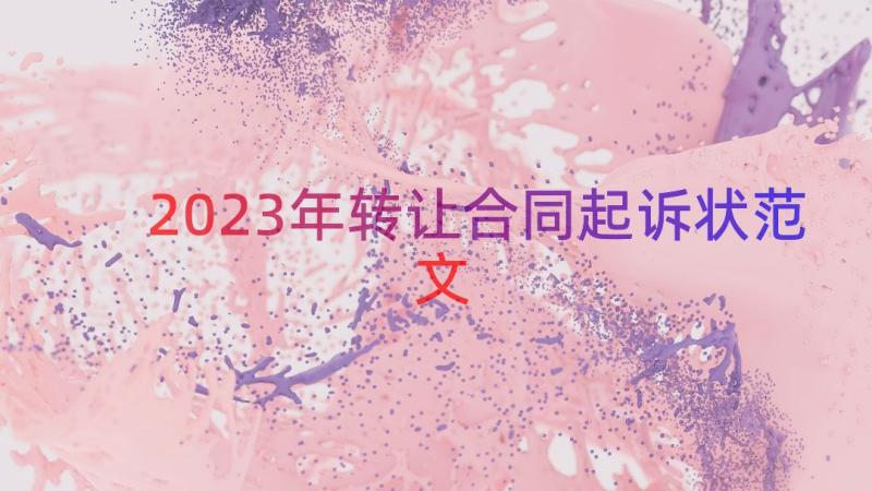 2023年转让合同起诉状范文（17篇）