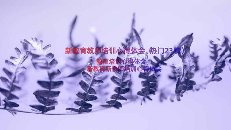 新教育教师培训心得体会（热门23篇）