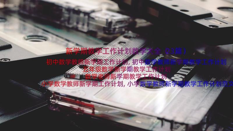 新学期教学工作计划数学大全（23篇）