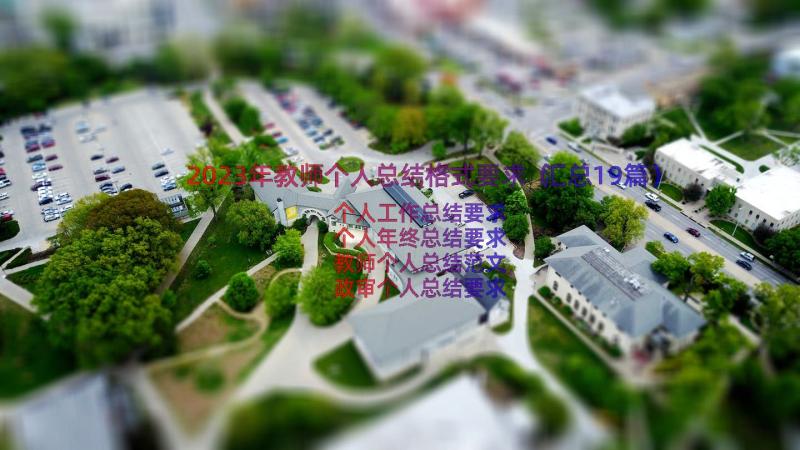 2023年教师个人总结格式要求（汇总19篇）