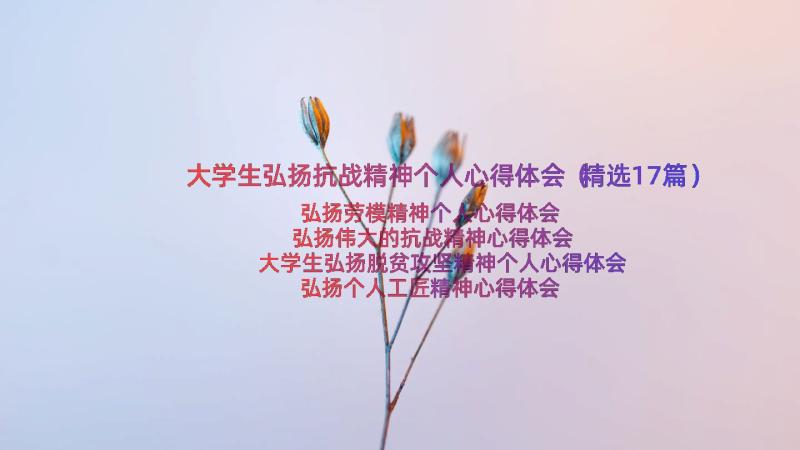 大学生弘扬抗战精神个人心得体会（精选17篇）