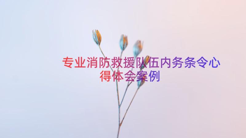 专业消防救援队伍内务条令心得体会（案例16篇）