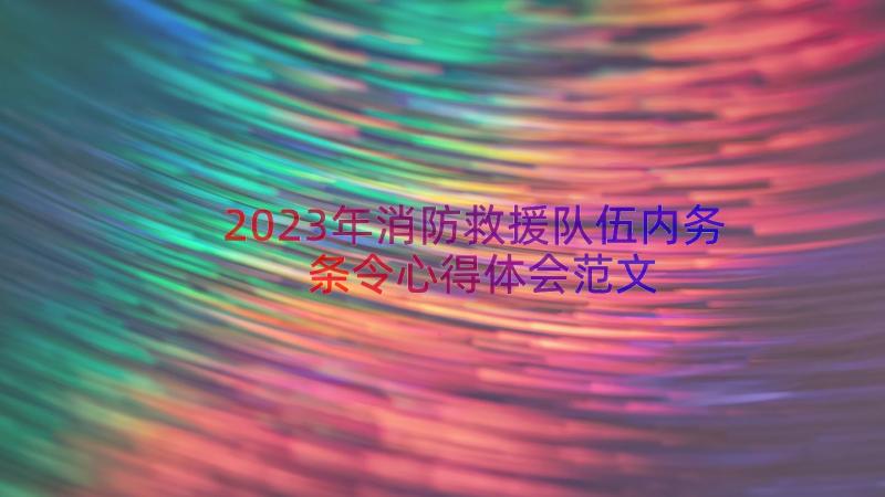 2023年消防救援队伍内务条令心得体会范文（13篇）