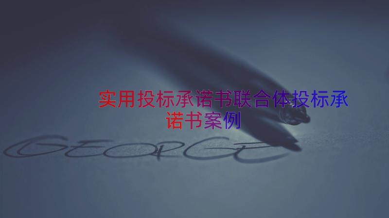 实用投标承诺书联合体投标承诺书（案例18篇）